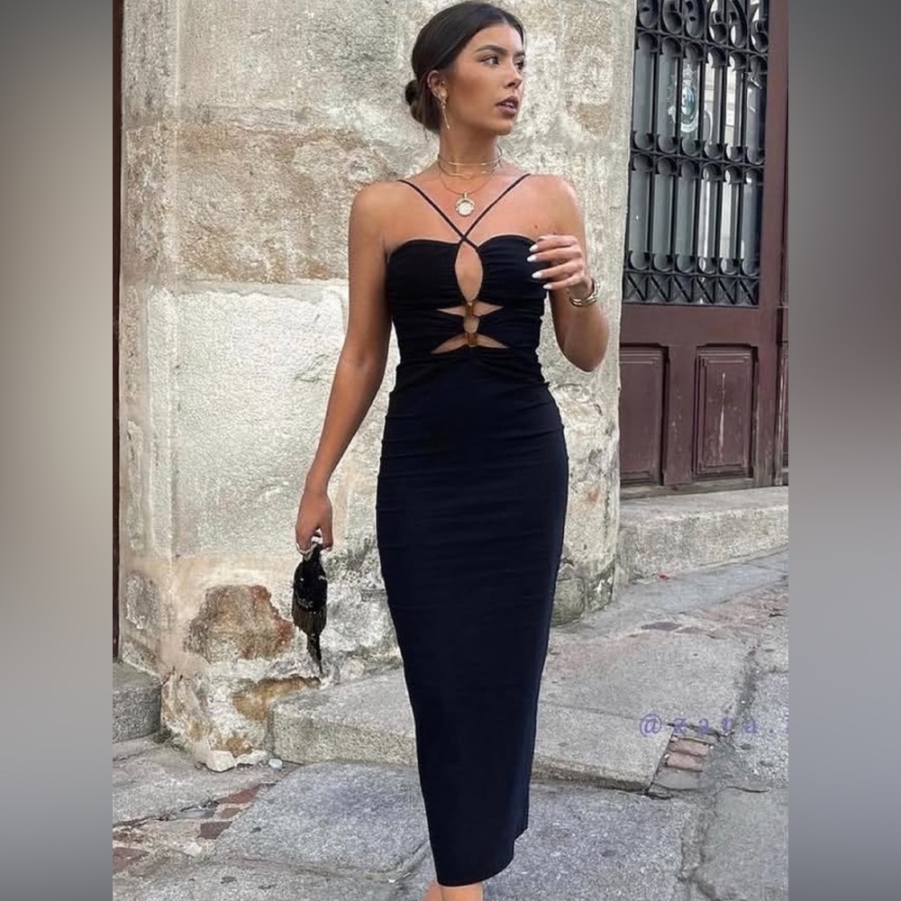 Zara beaded cut out dress